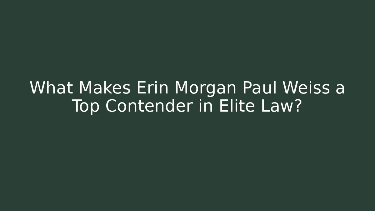 What Makes Erin Morgan Paul Weiss a Top Contender in Elite Law?
