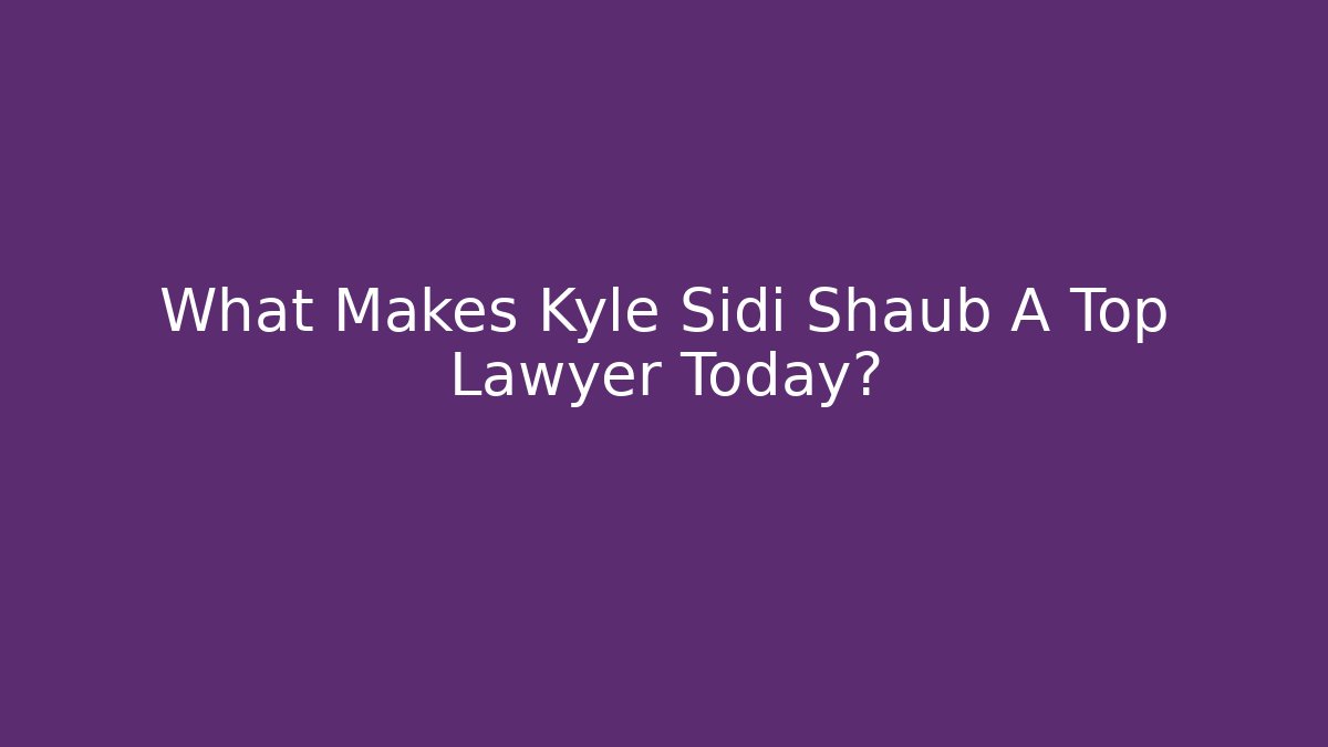 What Makes Kyle Sidi Shaub A Top Lawyer Today?