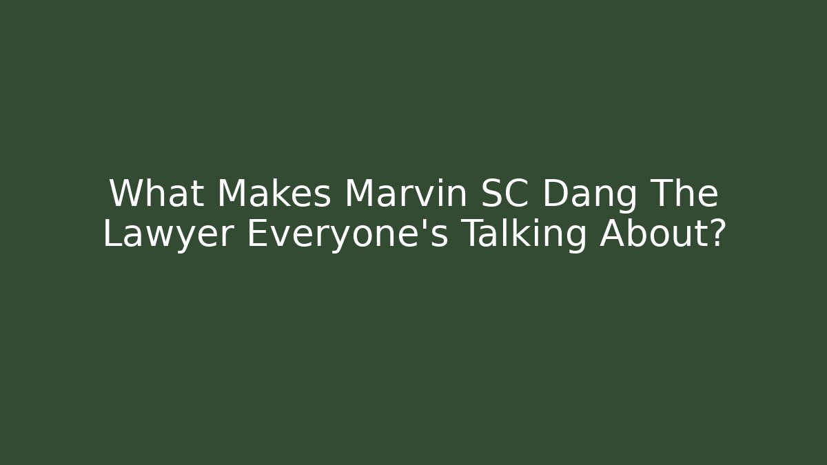 What Makes Marvin SC Dang The Lawyer Everyone's Talking About?
