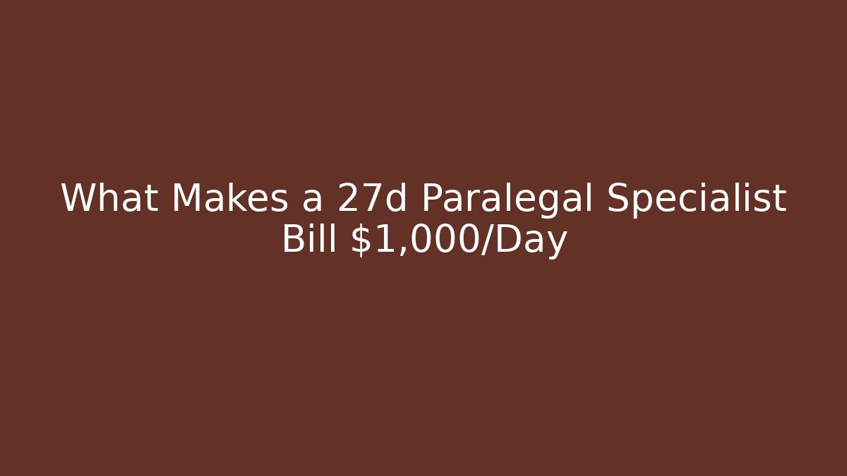 What Makes a 27d Paralegal Specialist Bill $1,000/Day