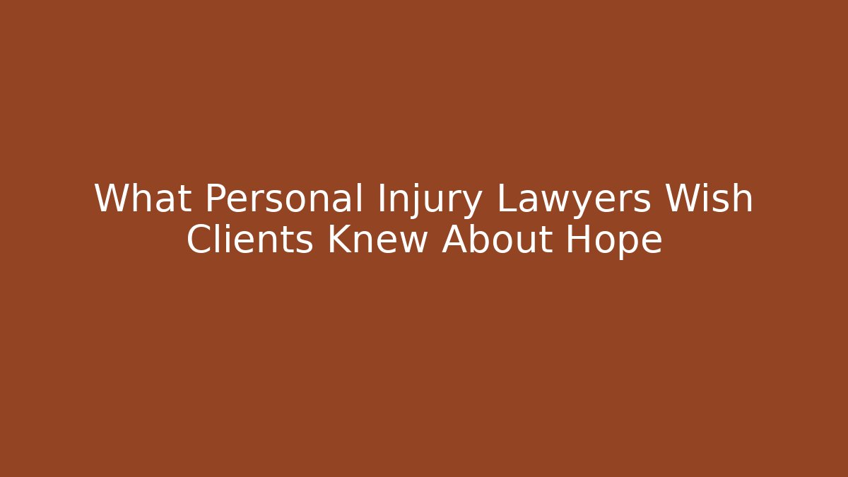 What Personal Injury Lawyers Wish Clients Knew About Hope