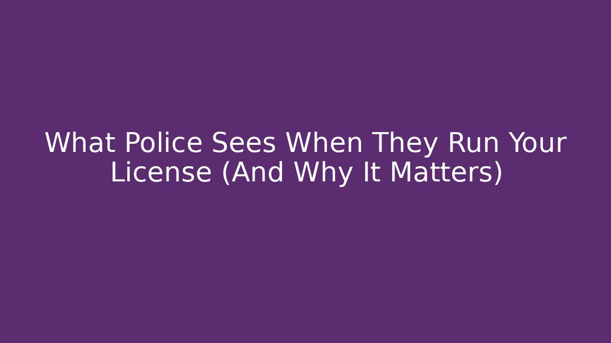 What Police Sees When They Run Your License (And Why It Matters)