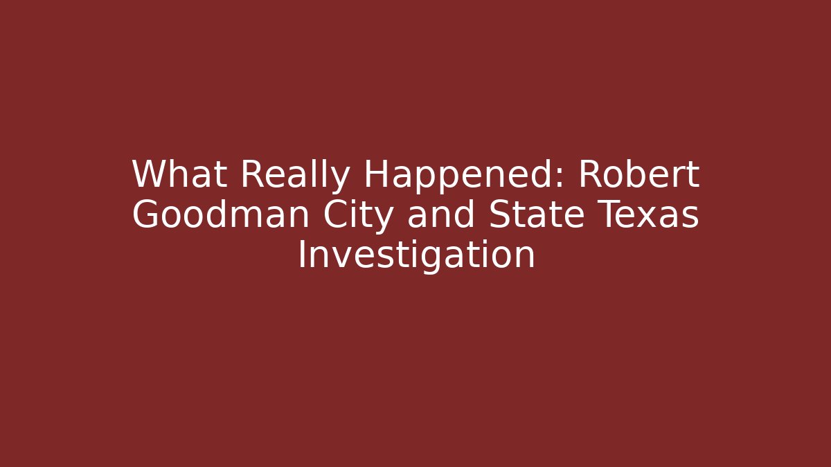 What Really Happened: Robert Goodman City and State Texas Investigation - V Auction