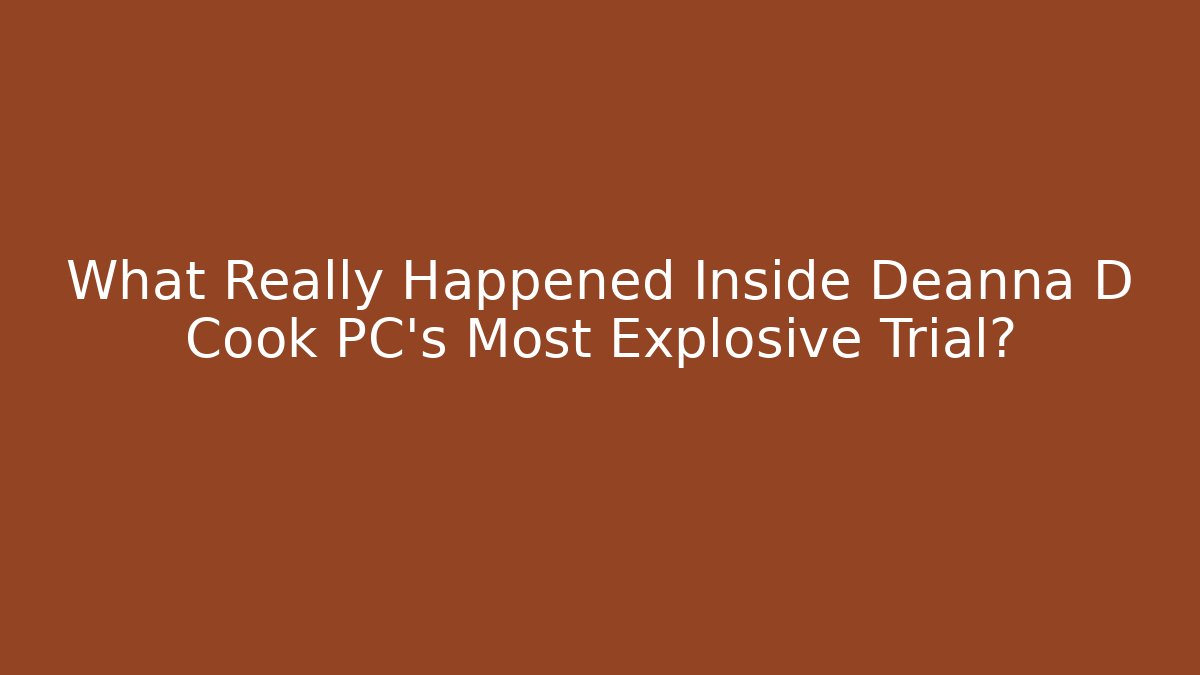 What Really Happened Inside Deanna D Cook PC's Most Explosive Trial? - V Auction