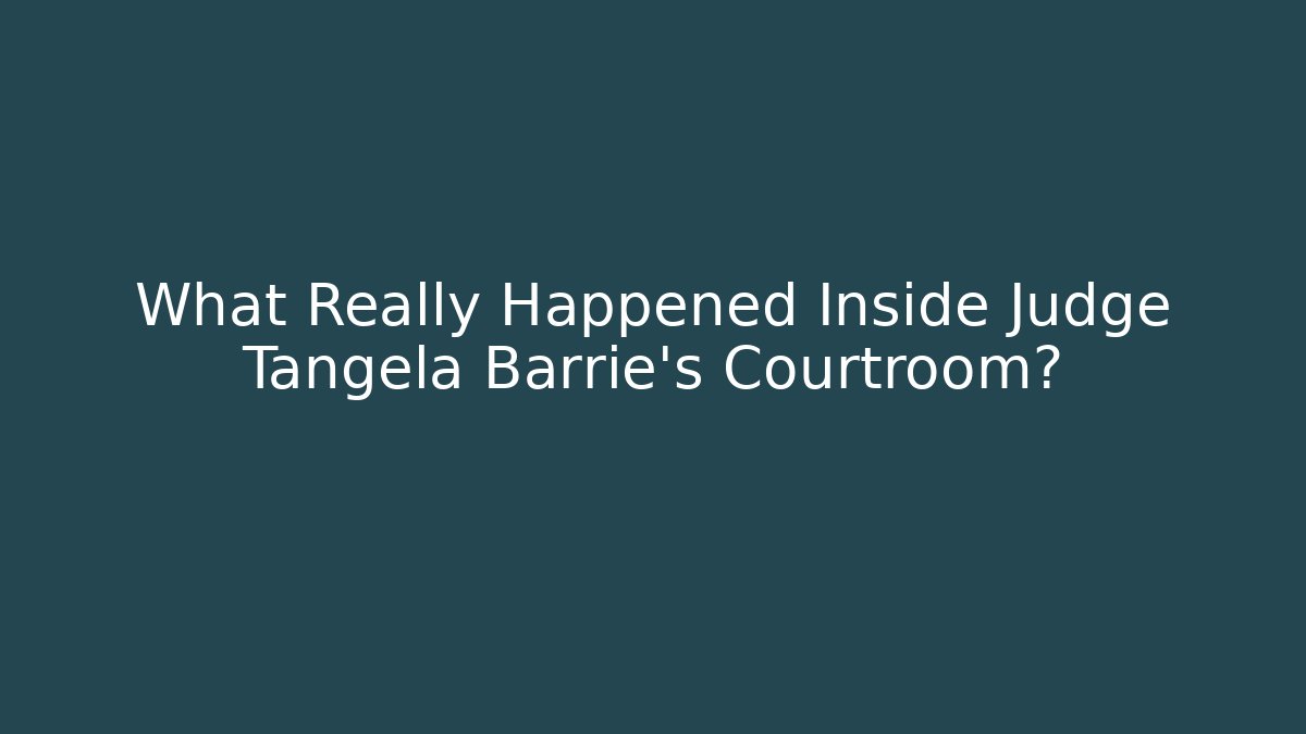 What Really Happened Inside Judge Tangela Barrie's Courtroom?