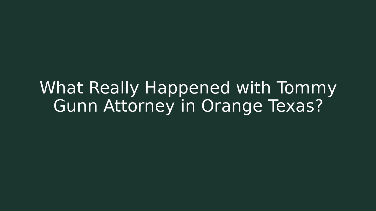 What Really Happened with Tommy Gunn Attorney in Orange Texas? - V Auction