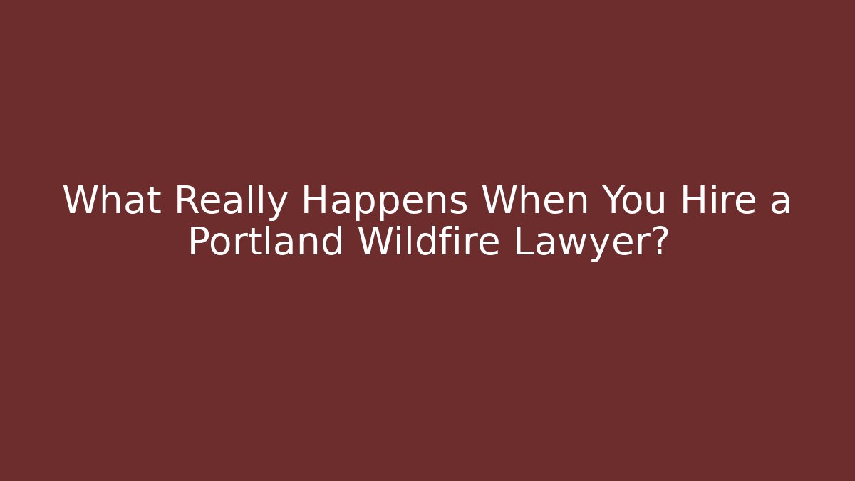 What Really Happens When You Hire a Portland Wildfire Lawyer? - V Auction