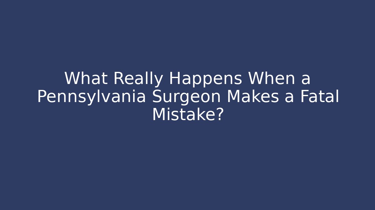 What Really Happens When a Pennsylvania Surgeon Makes a Fatal Mistake?
