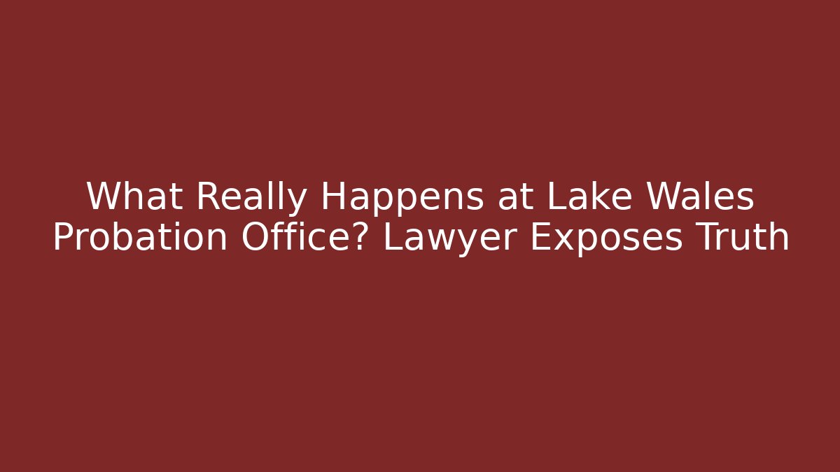 What Really Happens at Lake Wales Probation Office? Lawyer Exposes Truth