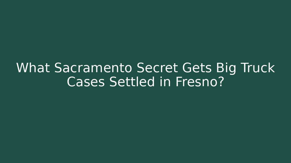 What Sacramento Secret Gets Big Truck Cases Settled in Fresno?