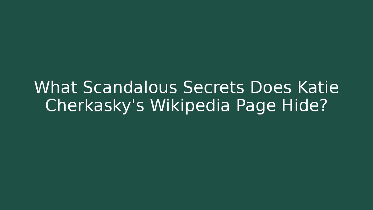 What Scandalous Secrets Does Katie Cherkasky's Wikipedia Page Hide? - V Auction
