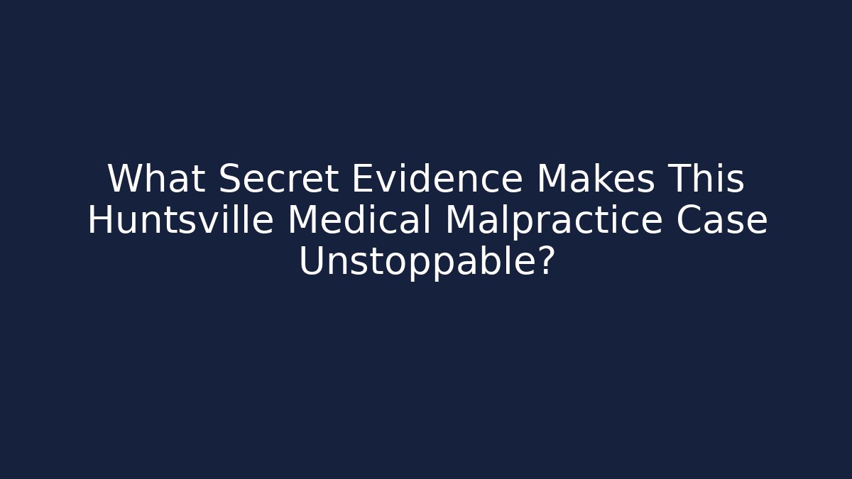 What Secret Evidence Makes This Huntsville Medical Malpractice Case Unstoppable?