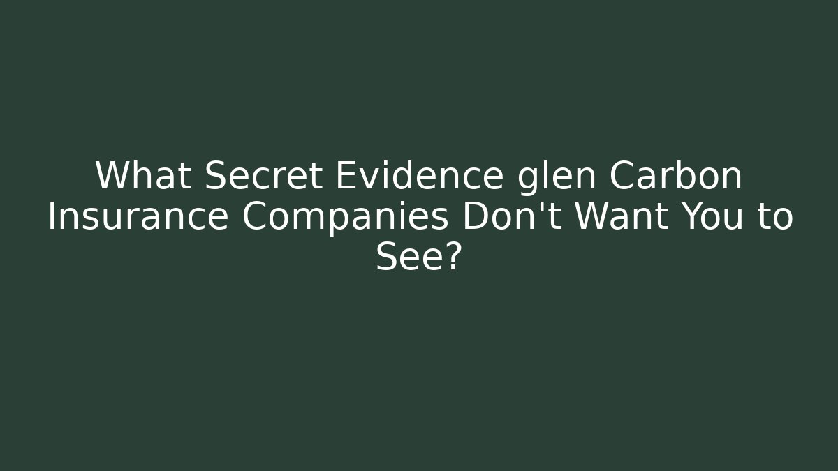 What Secret Evidence glen Carbon Insurance Companies Don’t Want You to See?