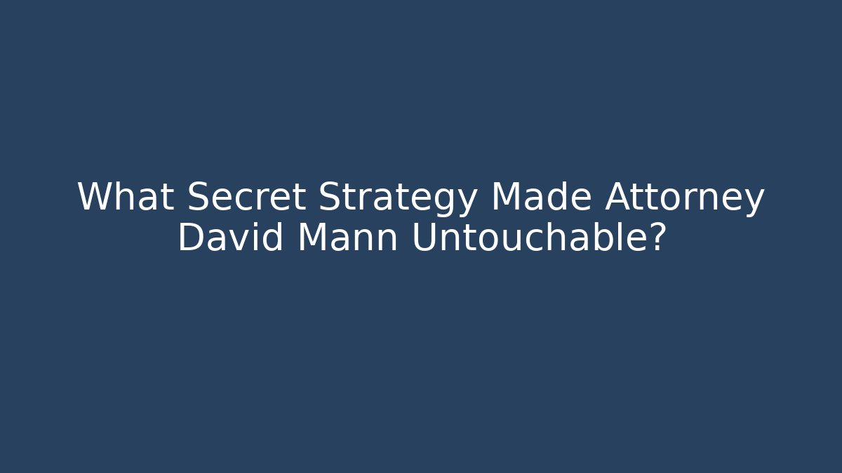 What Secret Strategy Made Attorney David Mann Untouchable? - V Auction