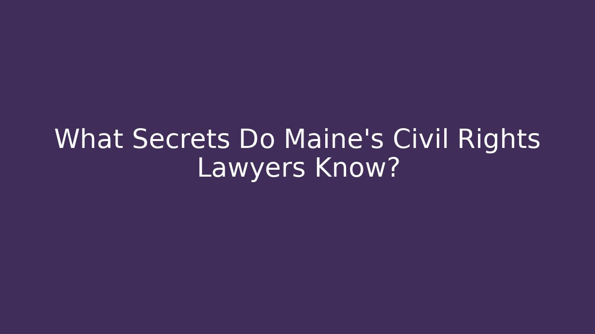 What Secrets Do Maine's Civil Rights Lawyers Know? - V Auction