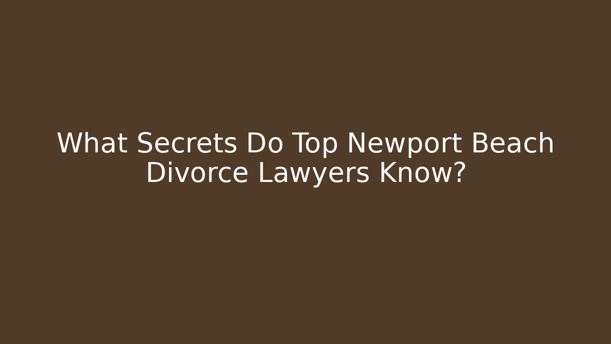 What Secrets Do Top Newport Beach Divorce Lawyers Know? - V Auction