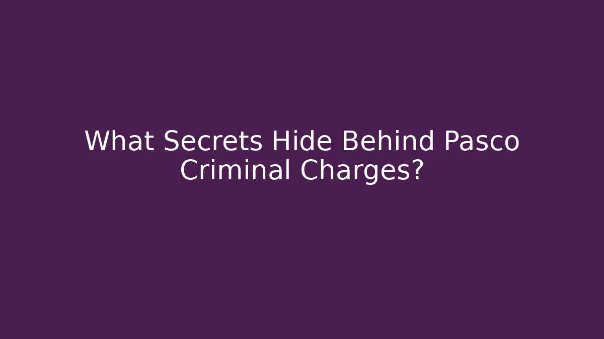 What Secrets Hide Behind Pasco Criminal Charges?