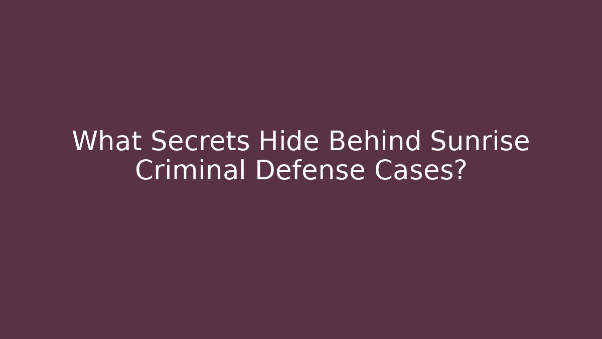 What Secrets Hide Behind Sunrise Criminal Defense Cases?