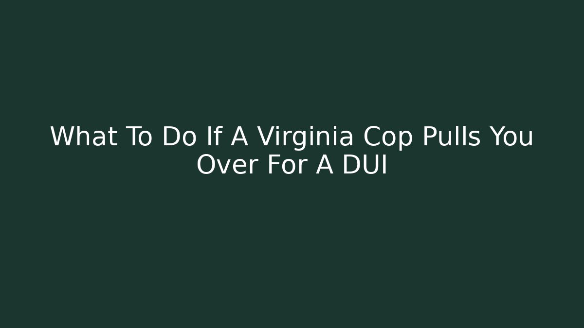 What To Do If A Virginia Cop Pulls You Over For A DUI - V Auction