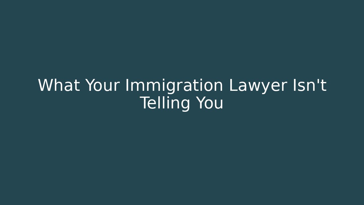 What Your Immigration Lawyer Isn't Telling You