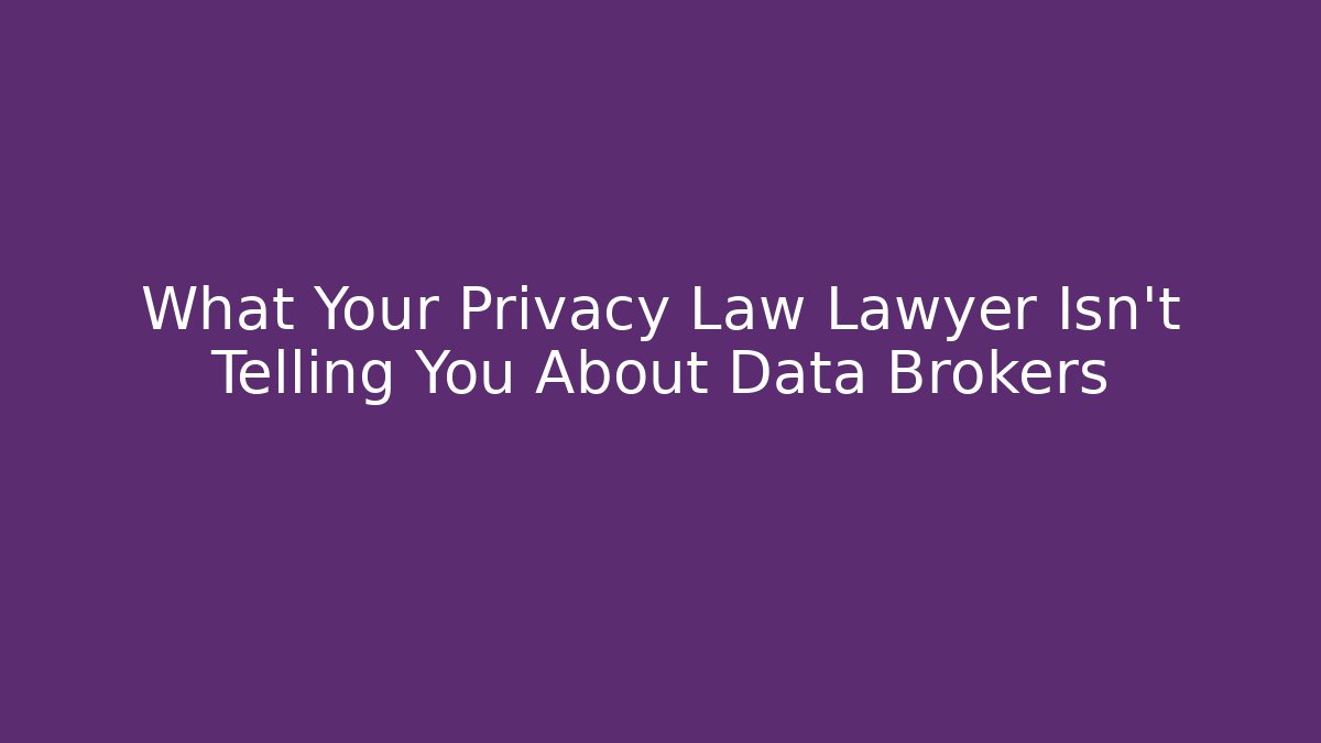 What Your Privacy Law Lawyer Isn't Telling You About Data Brokers