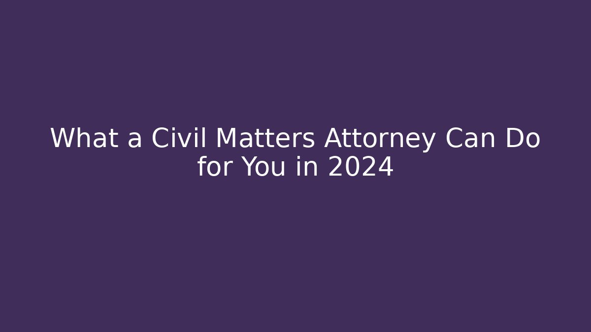 What a Civil Matters Attorney Can Do for You in 2024
