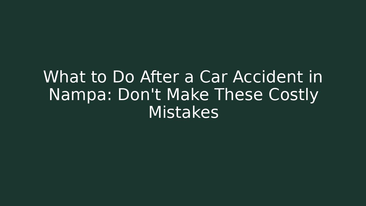 What to Do After a Car Accident in Nampa: Don’t Make These Costly Mistakes