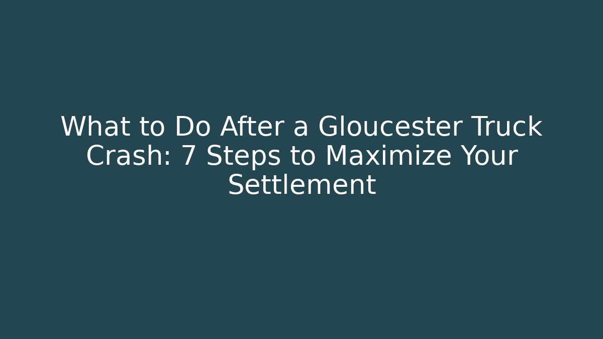 What to Do After a Gloucester Truck Crash: 7 Steps to Maximize Your Settlement