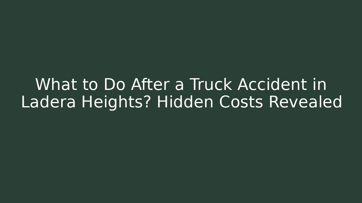 What to Do After a Truck Accident in Ladera Heights? Hidden Costs Revealed