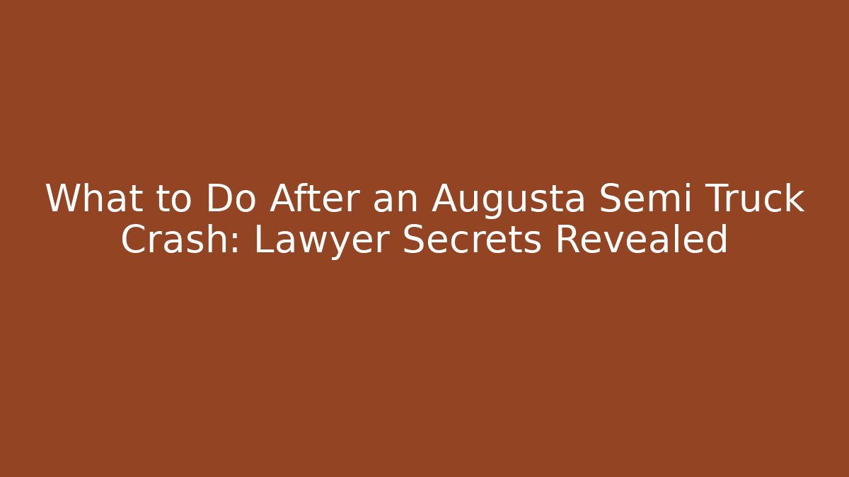 What to Do After an Augusta Semi Truck Crash: Lawyer Secrets Revealed