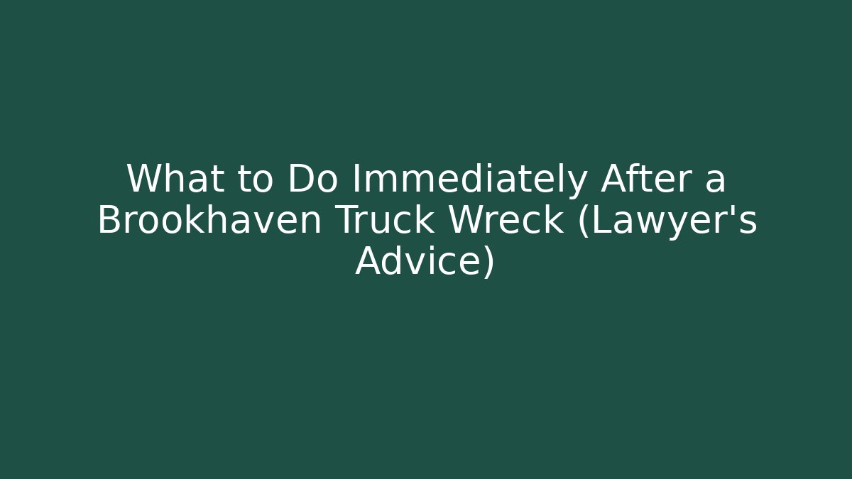What to Do Immediately After a Brookhaven Truck Wreck (Lawyer's Advice)