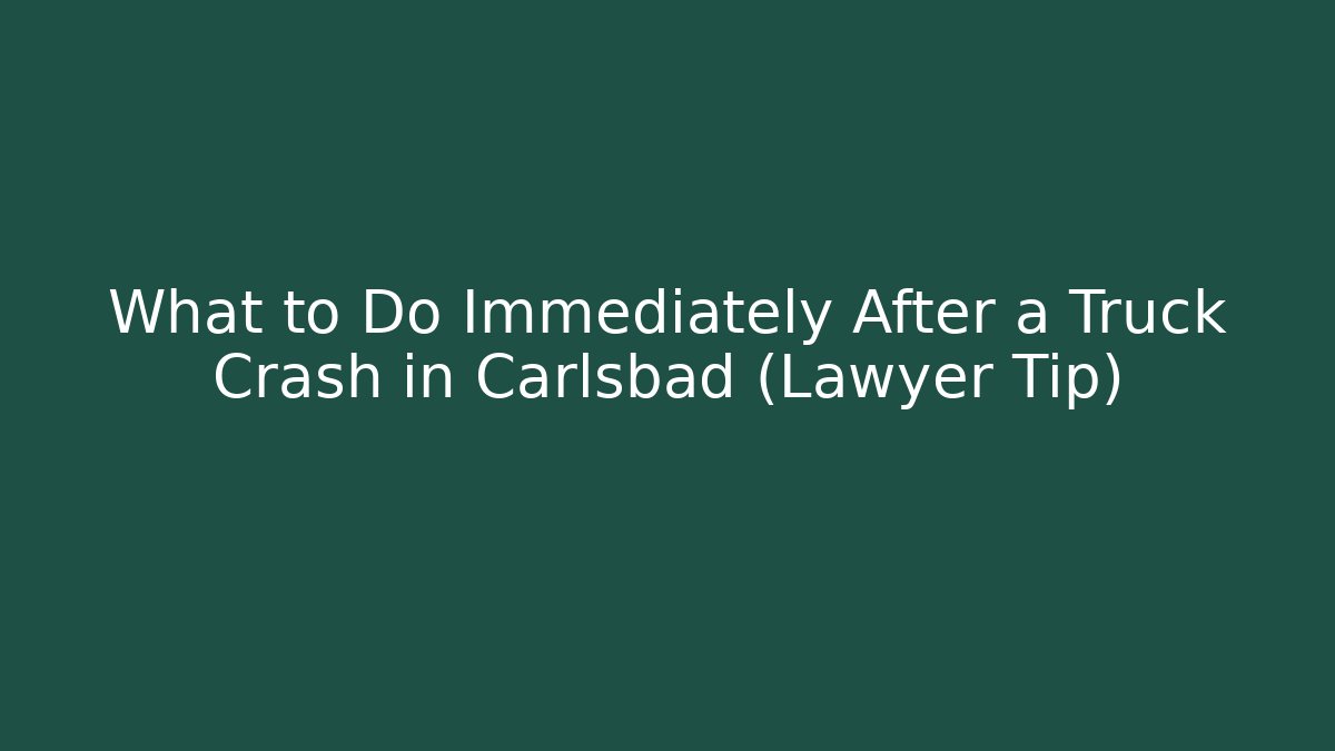 What to Do Immediately After a Truck Crash in Carlsbad (Lawyer Tip)