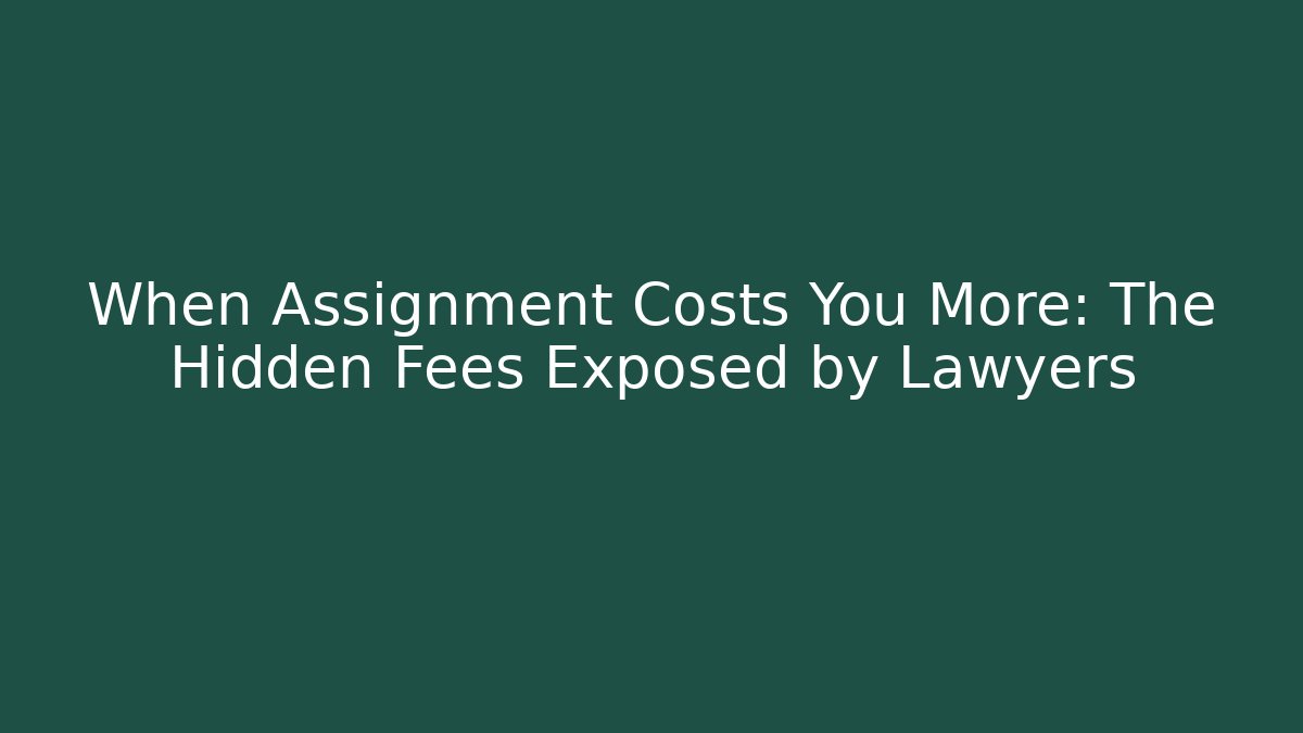 When Assignment Costs You More: The Hidden Fees Exposed by Lawyers