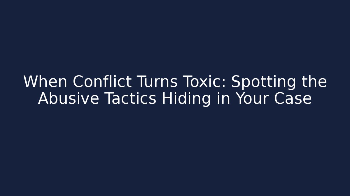 When Conflict Turns Toxic: Spotting the Abusive Tactics Hiding in Your Case