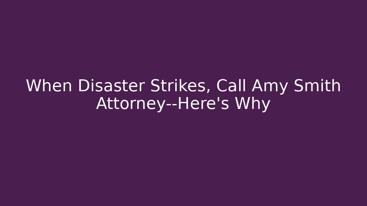 When Disaster Strikes, Call Amy Smith Attorney—Here's Why - V Auction