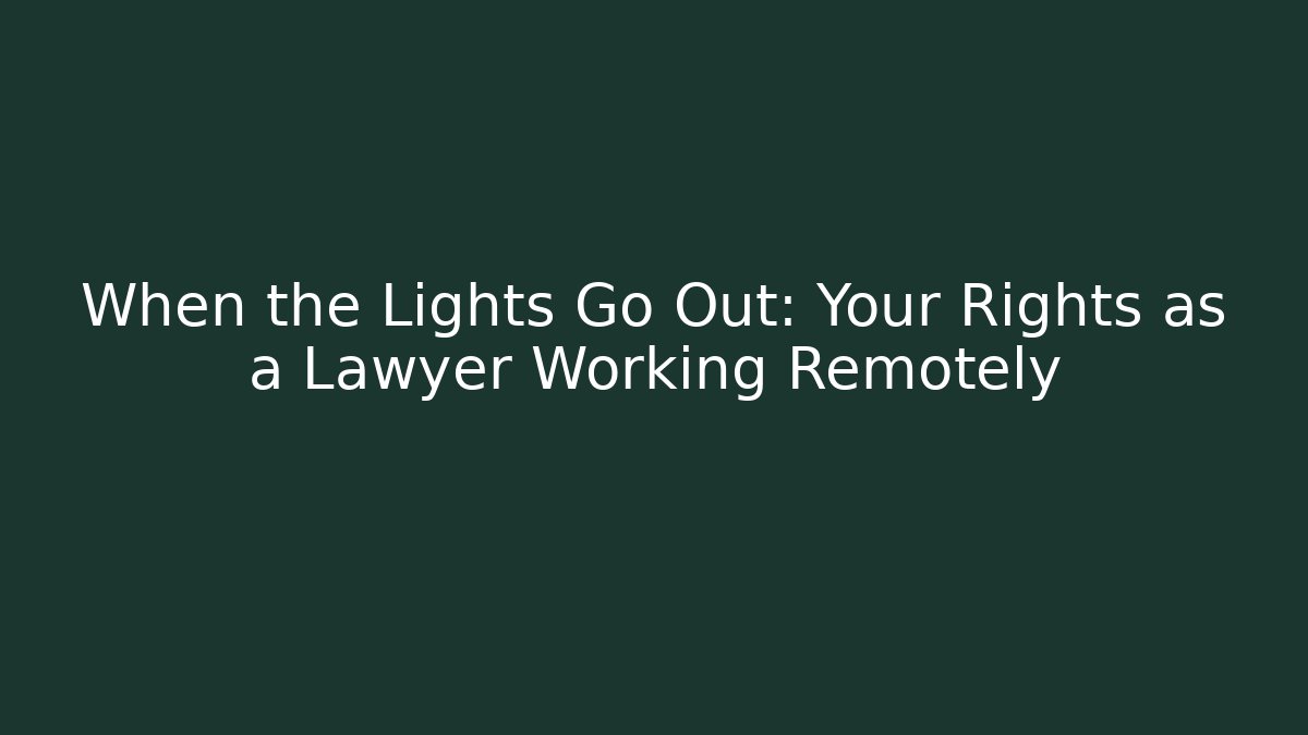 When the Lights Go Out: Your Rights as a Lawyer Working Remotely