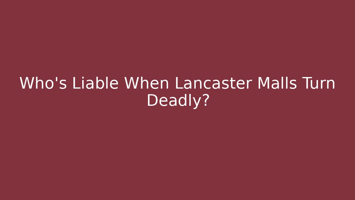 Who’s Liable When Lancaster Malls Turn Deadly?