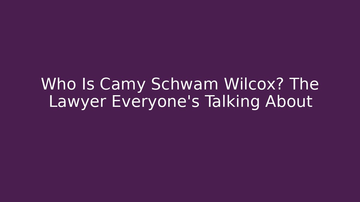 Who Is Camy Schwam Wilcox? The Lawyer Everyone’s Talking About