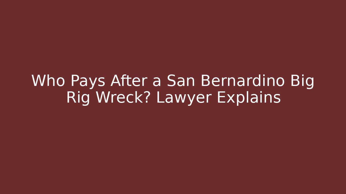 Who Pays After a San Bernardino Big Rig Wreck? Lawyer Explains