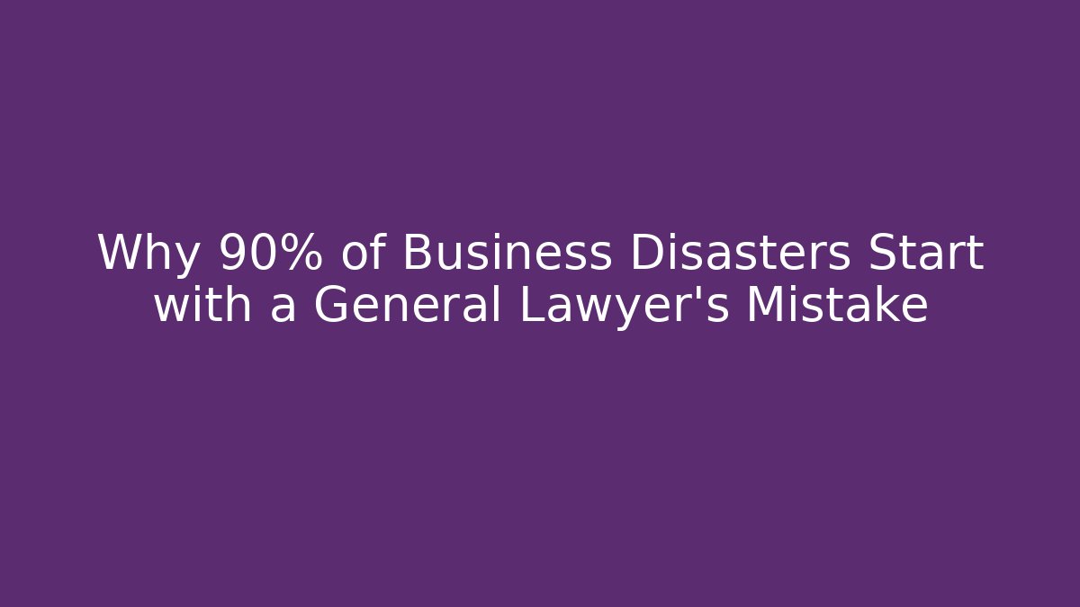 Why 90% of Business Disasters Start with a General Lawyer's Mistake