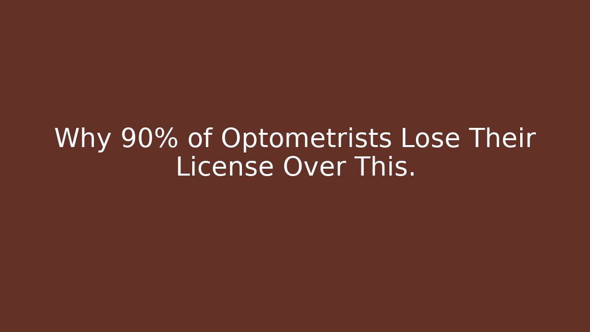Why 90% of Optometrists Lose Their License Over This.
