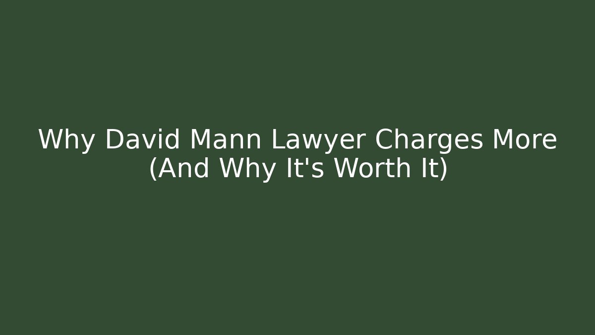 Why David Mann Lawyer Charges More (And Why It's Worth It)