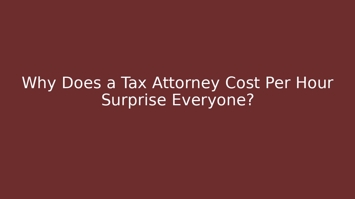 Why Does a Tax Attorney Cost Per Hour Surprise Everyone?