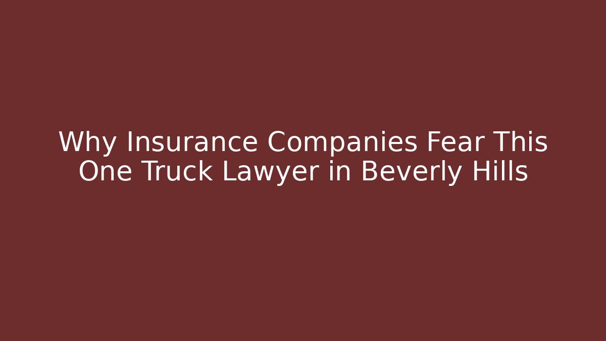Why Insurance Companies Fear This One Truck Lawyer in Beverly Hills