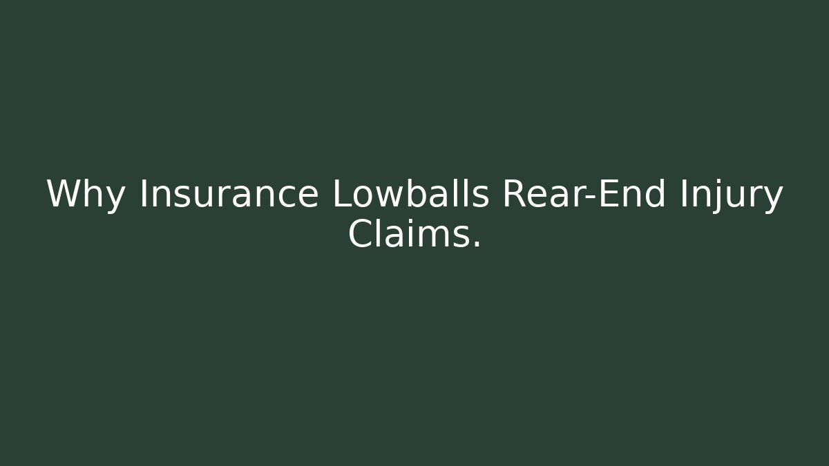 Why Insurance Lowballs Rear-End Injury Claims.