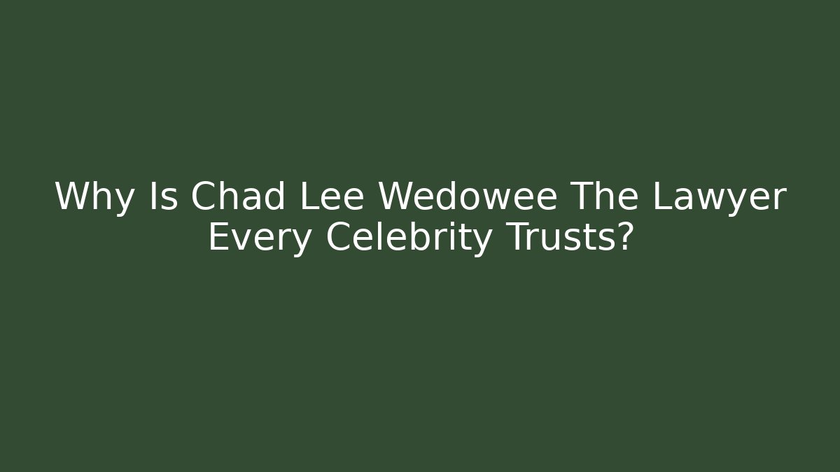 Why Is Chad Lee Wedowee The Lawyer Every Celebrity Trusts?