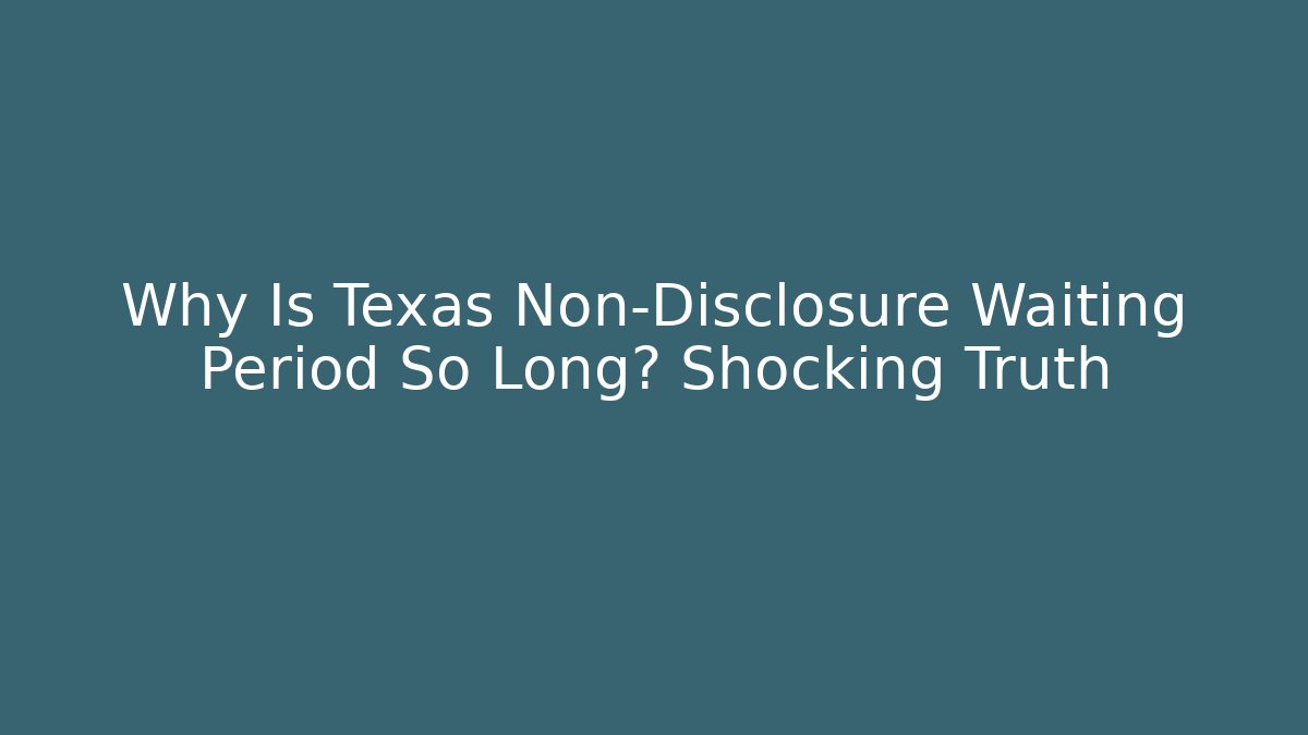 Why Is Texas Non-Disclosure Waiting Period So Long? Shocking Truth