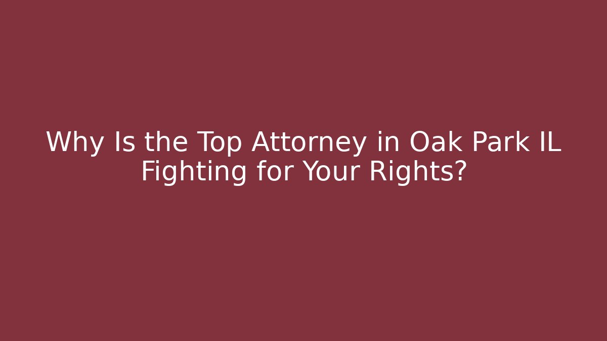 Why Is the Top Attorney in Oak Park IL Fighting for Your Rights?