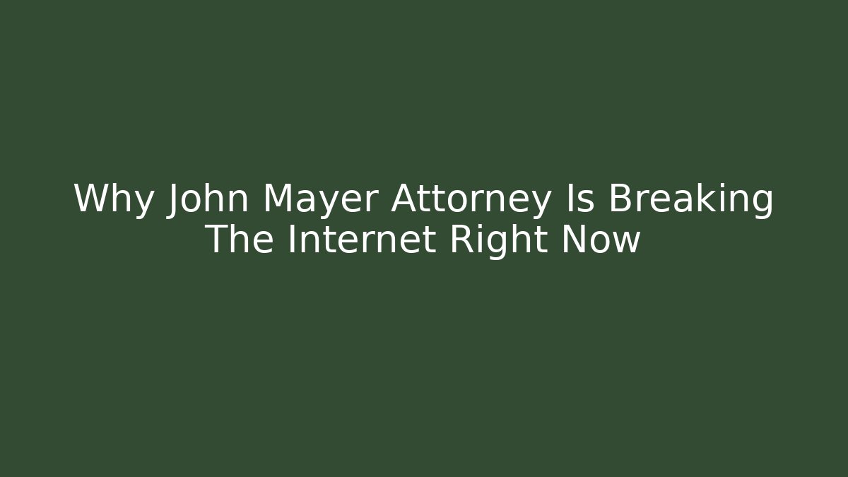 Why John Mayer Attorney Is Breaking The Internet Right Now