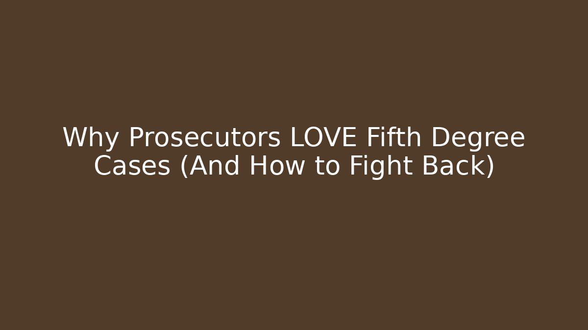Why Prosecutors LOVE Fifth Degree Cases (And How to Fight Back)